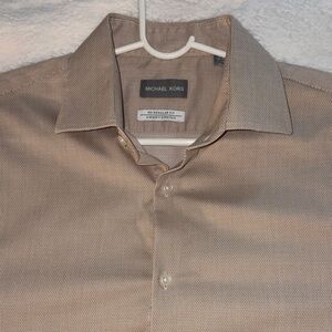 Michael Kors Men's Light Beige Textured Dress Shirt